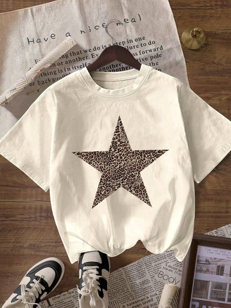 off-white cotton leopard star graphic t-shirt