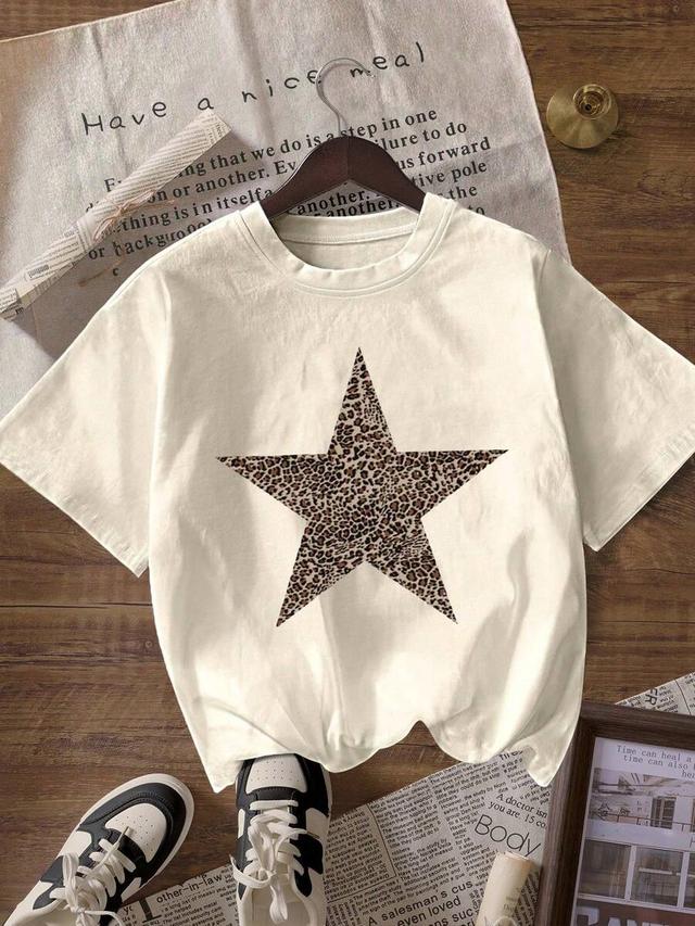 off-white cotton leopard star graphic t-shirt