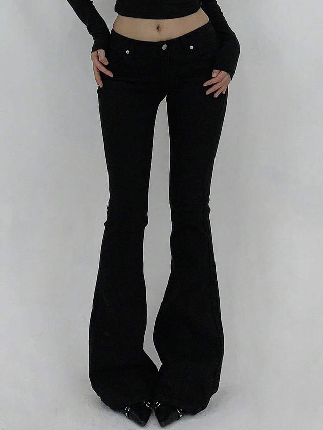 dazy women's tight fit low waist black stretch flare jeans
