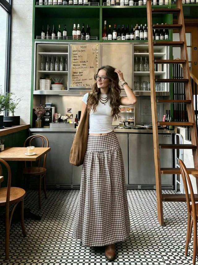 women's casual countryside vacation style printed umbrella hem skirt