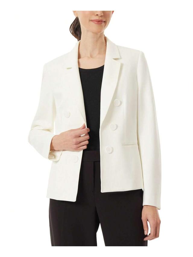 women's white double-breasted tailored blazer