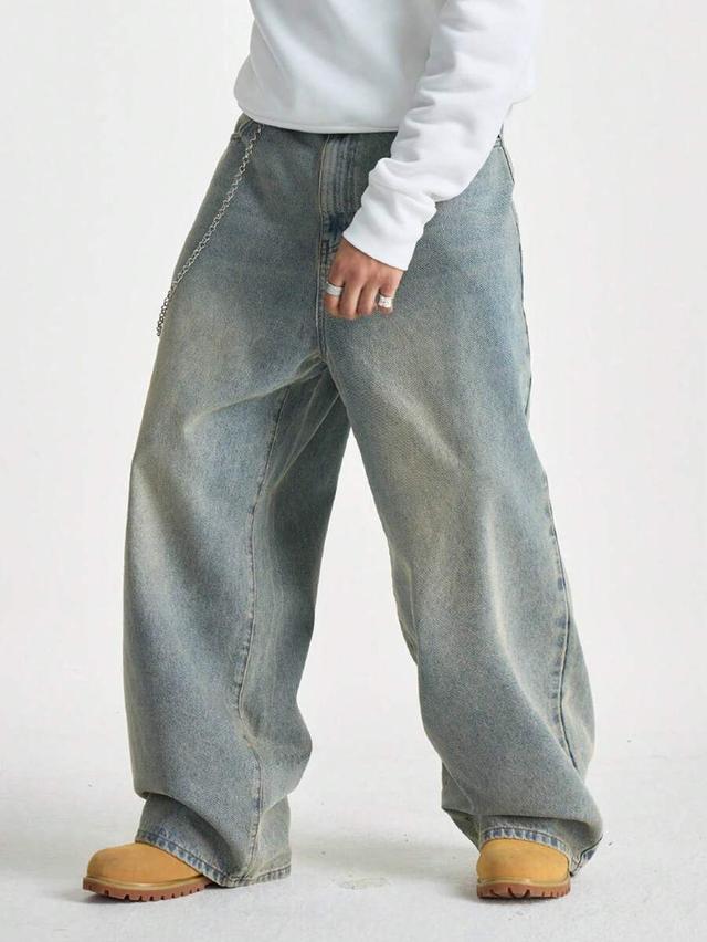 light blue washed vintage baggy wide leg jeans