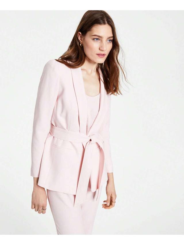 bar iii textured belted blazer in blush pink