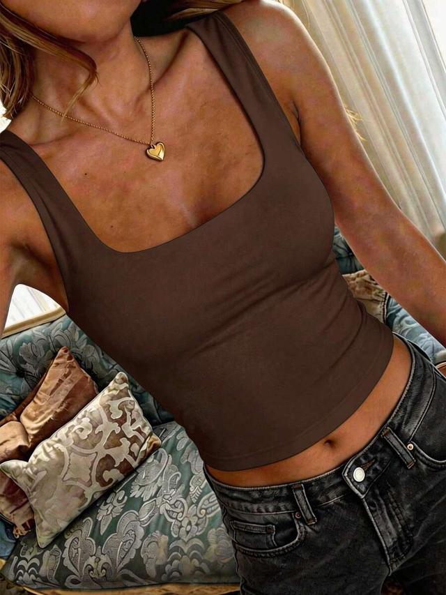 brown slim fit y2k camisole tank top