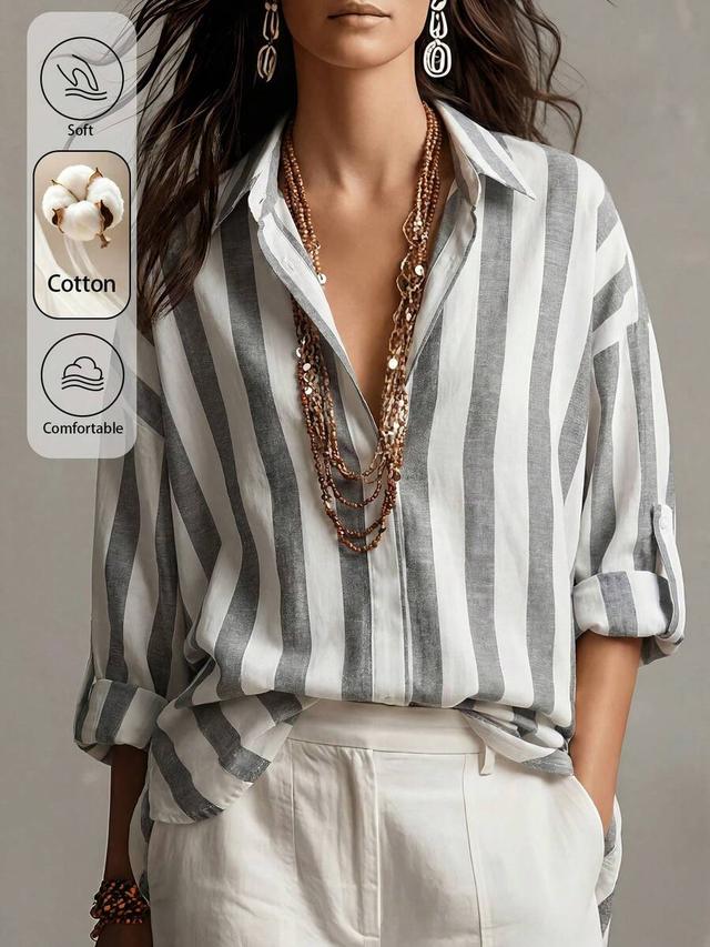 elegant blue and white stripe long sleeve shirt