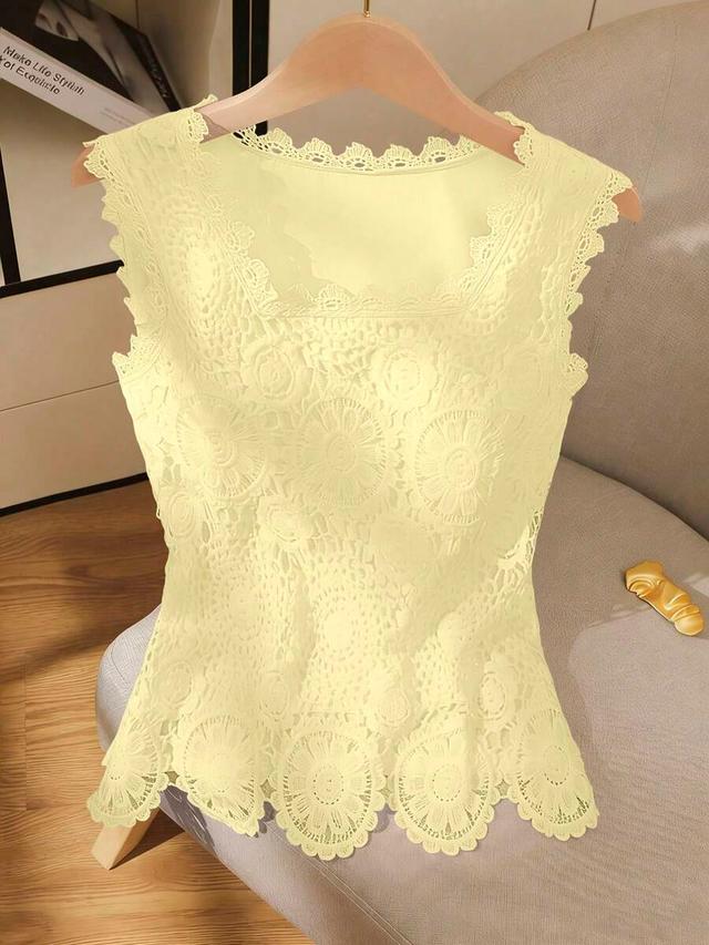 gloweve women's crochet lace sleeveless camisole top