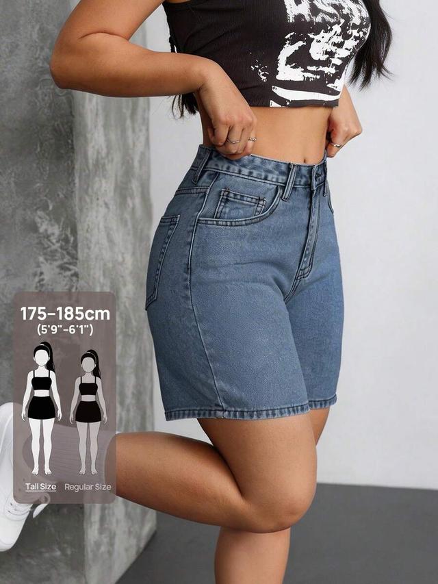 washed denim high-waisted casual shorts