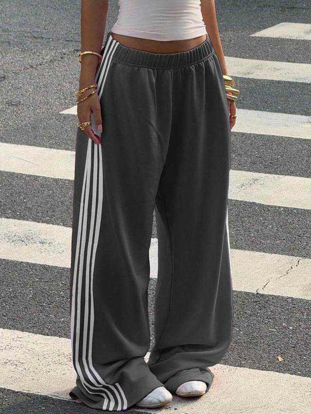 dark grey knit wide leg sporty lounge pants