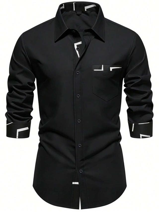 calvornis men's contrast collar long sleeve button-up shirt