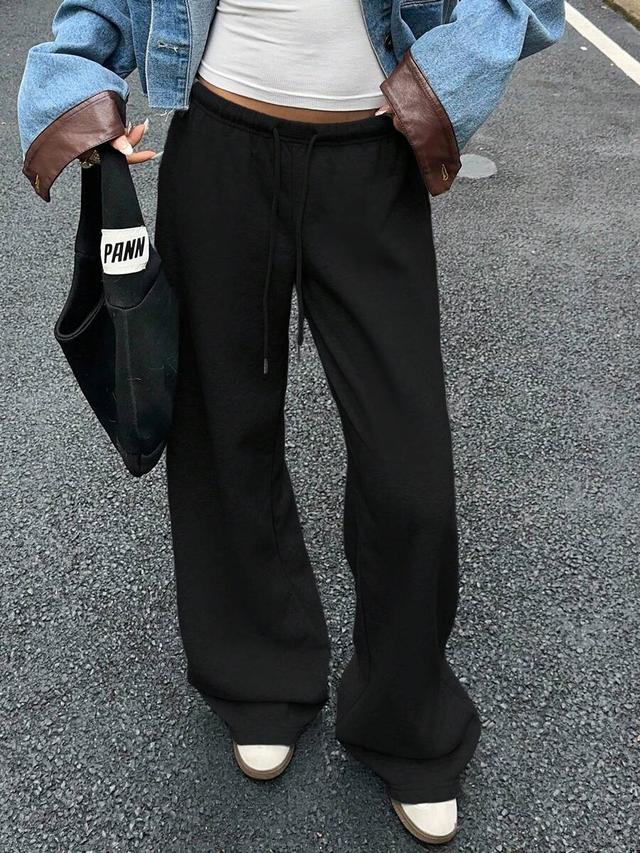 black casual loose front tie sweatpants