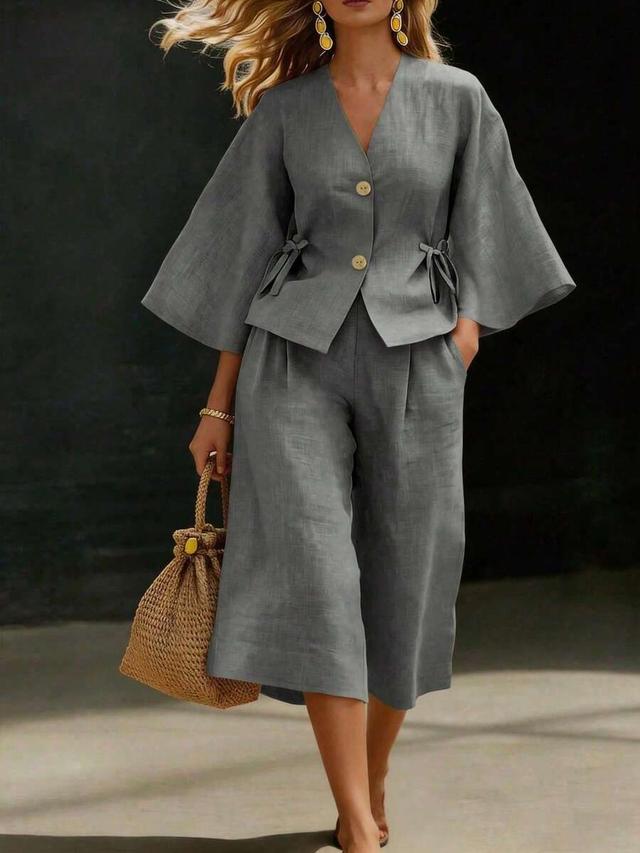 breezaya elegant gray bamboo fiber two-piece set