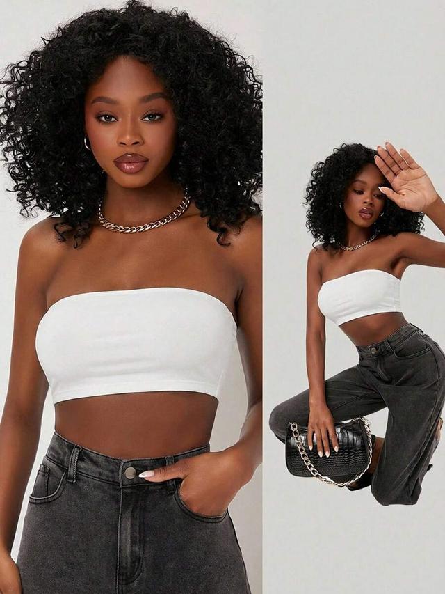 white solid color fitted cropped camisole top