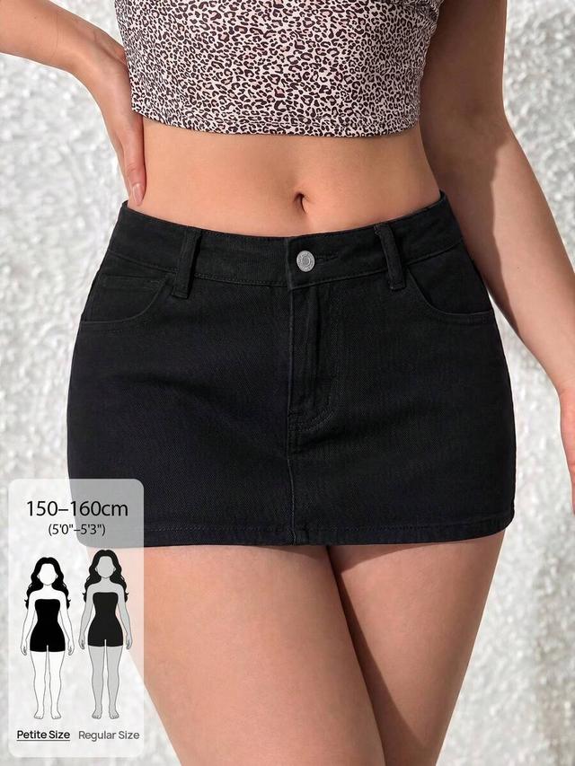 black denim mini skirt