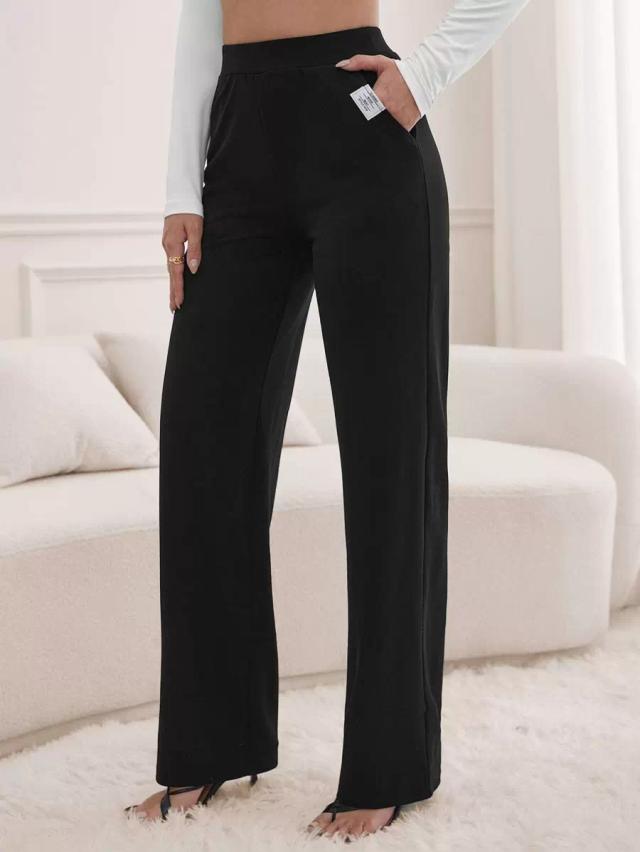 black slant pocket straight leg tall trousers
