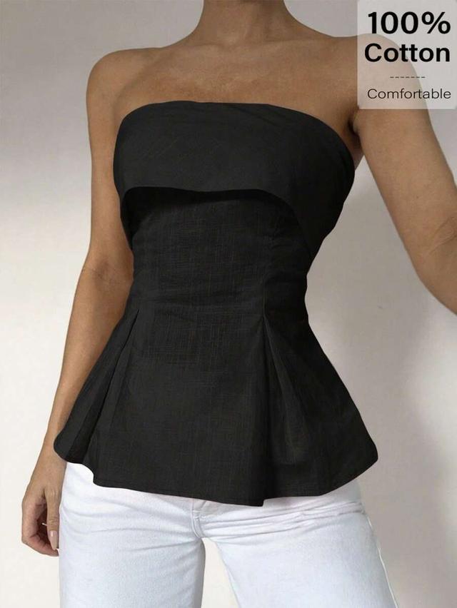 siren gaze linen-cotton black tube top