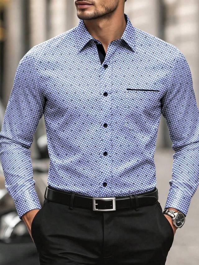men's blue and white checkered long sleeve shirt