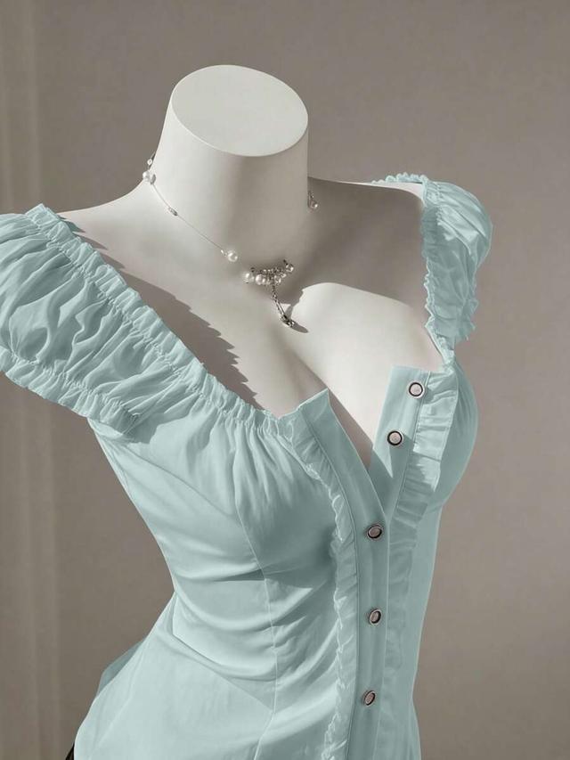 minimalist sweet fresh ruffled off-shoulder petal sleeve blouse