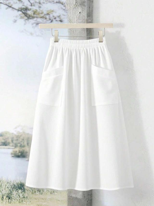 rusticease women's casual basic modest white skirt