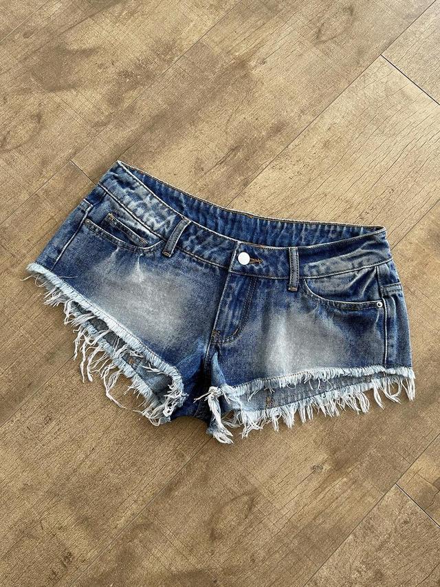 flirla ultra low-rise rivet vintage denim shorts