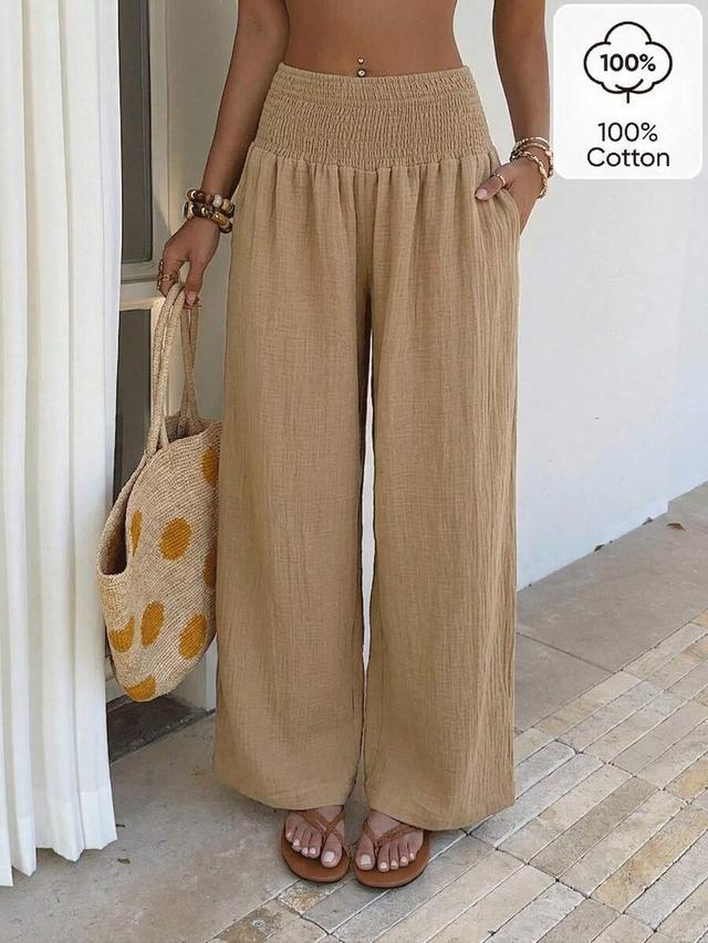 sunnyshic women's elegant beige wide leg pants