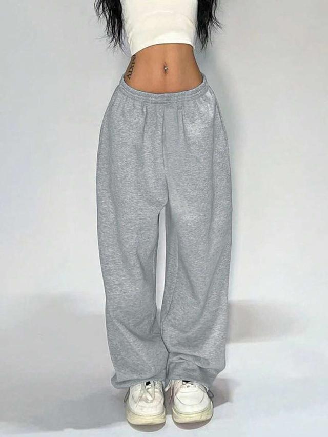 grey solid color relaxed fit cotton sweatpants
