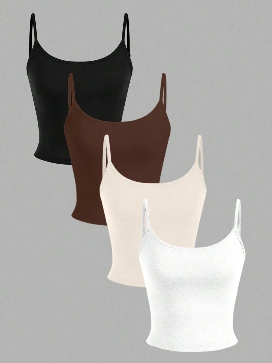 black casual cropped camisole tank top set