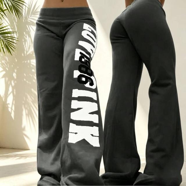 dark grey women's y2k street style french terry flare pants