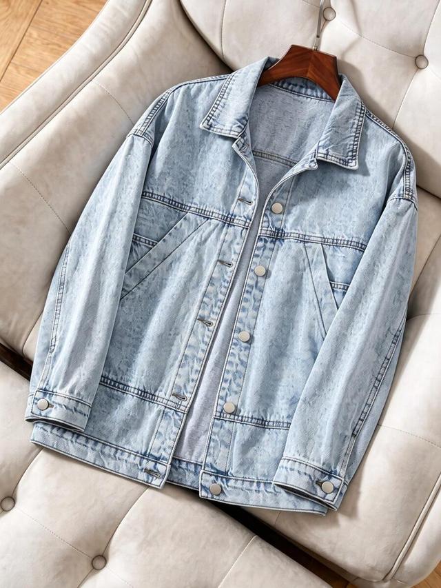 light wash denim button down jacket