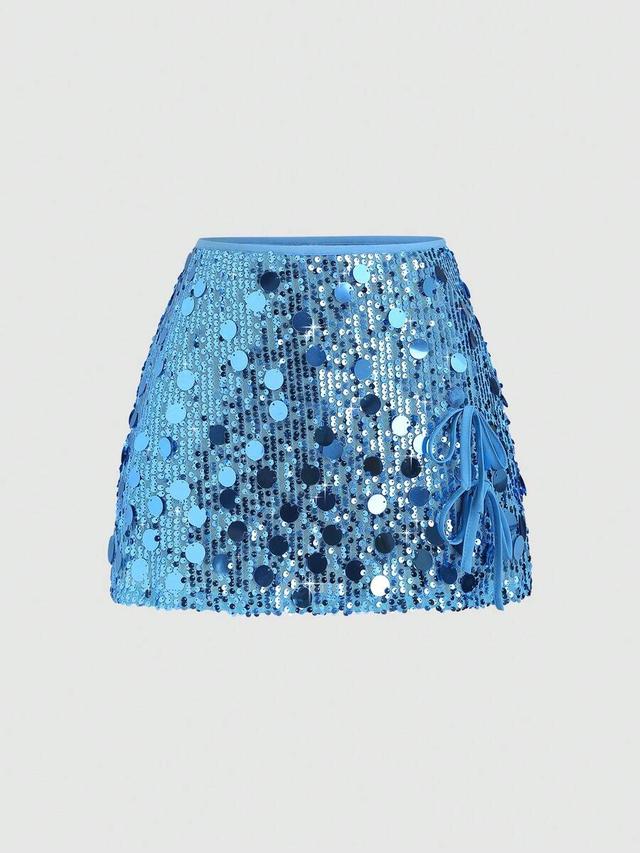 multicolor sequin embellished mini skirt