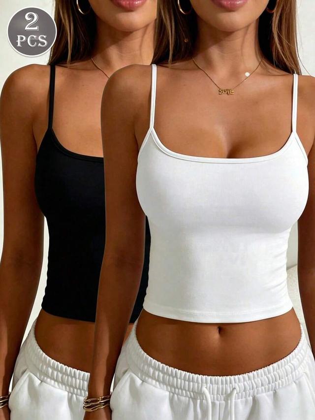 black ribbed cotton camisole crop top