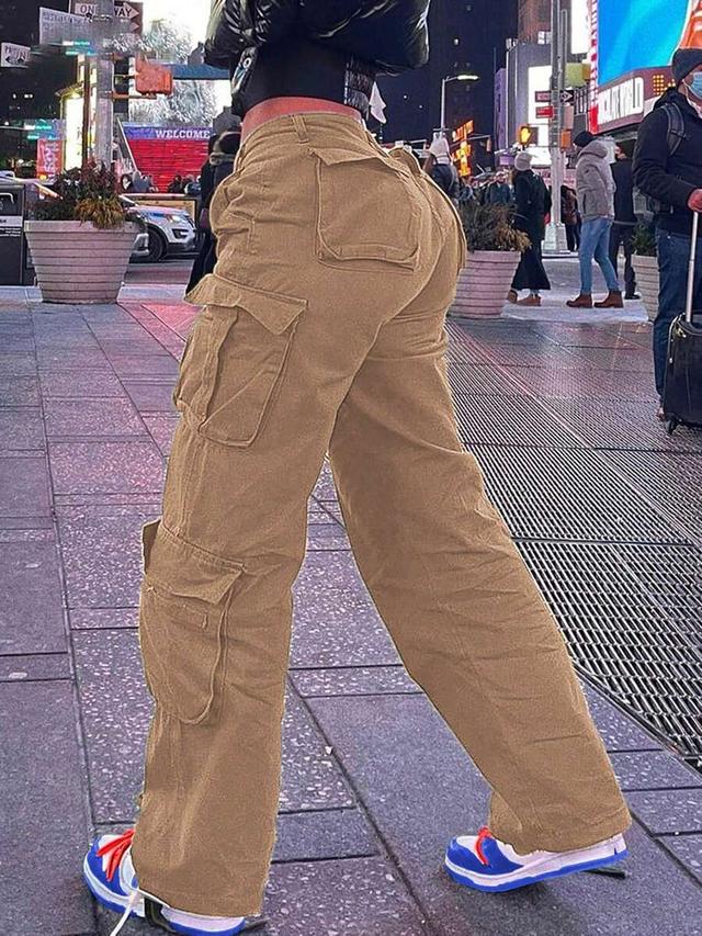 women's khaki boyfriend style y2k multi-pocket cargo jeans