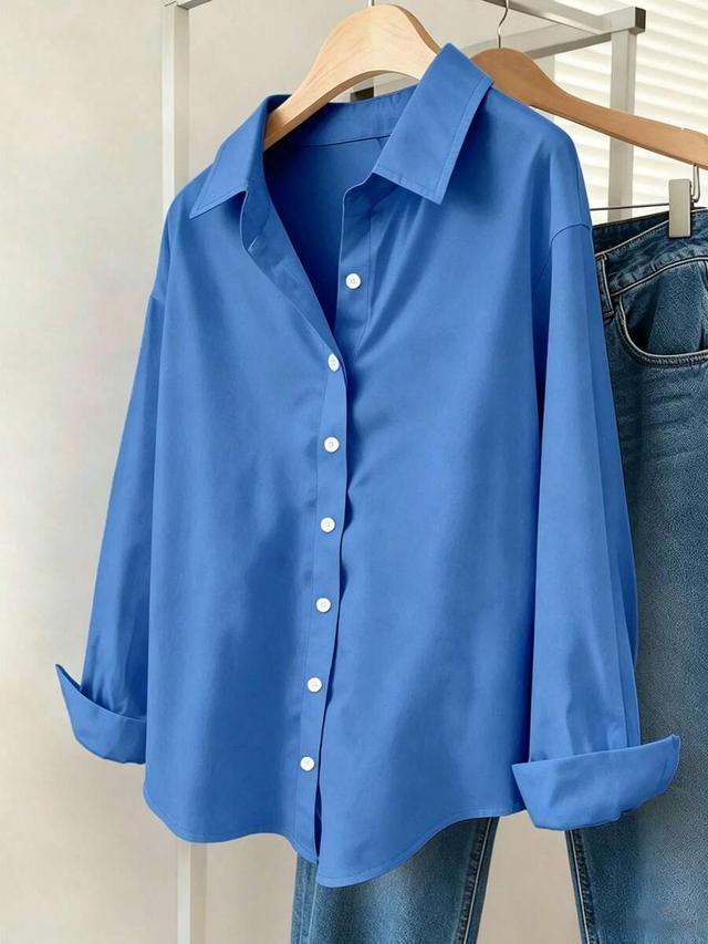 aqua blue single-breasted long sleeve pleated back shirt