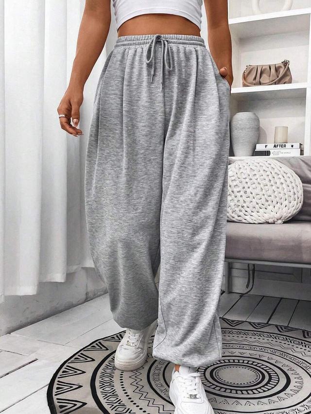 grey heathered drawstring waist relaxed sweatpants
