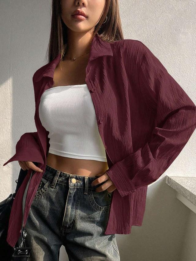 dazy oversized red street-style long sleeve shirt