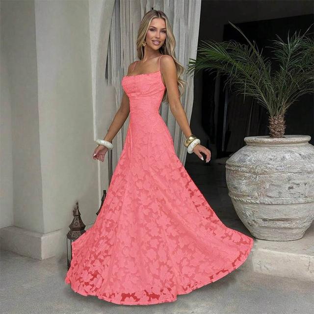 pink floral textured cowl neck maxi dress