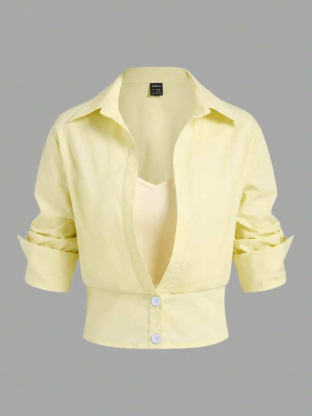 solid color yellow commuter long sleeve shirt