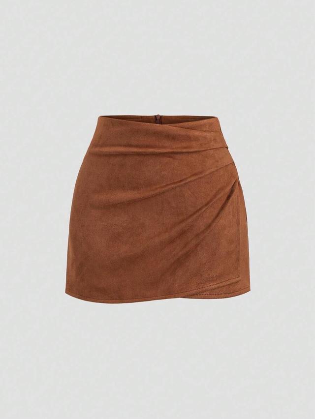 vintage italian style ruched maillard color mini skirt