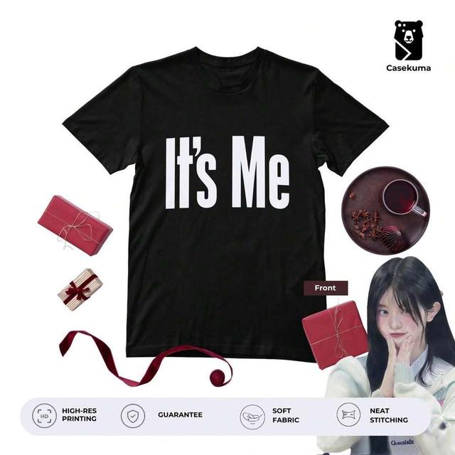 black cotton t-shirt with minimalist white typography