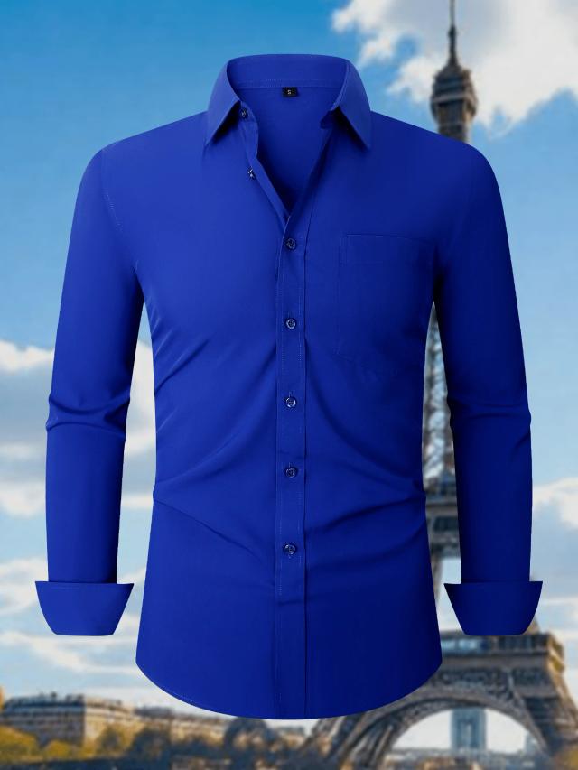 classic royal blue slim fit button down shirt