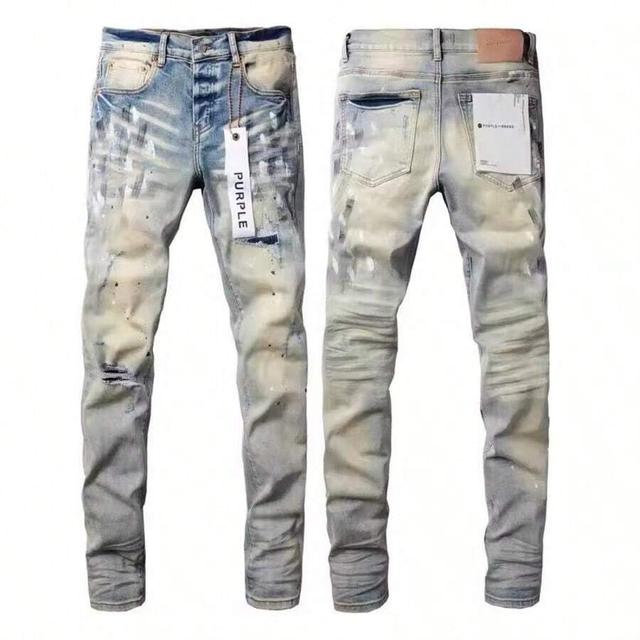 men's washed distressed stretch denim jeans