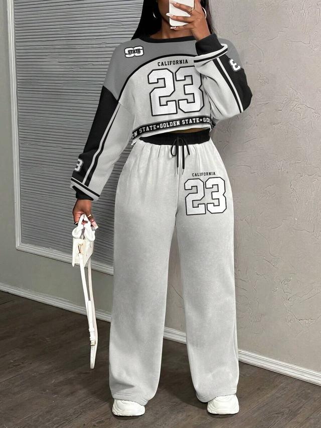 casual letter graphic loose fit sportswear coord set