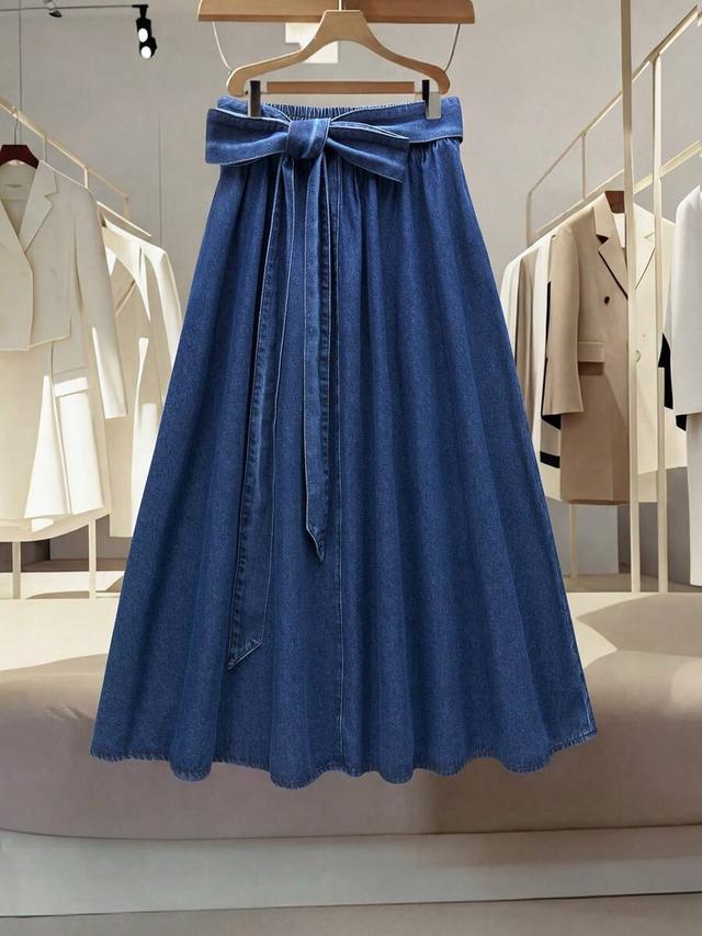 gloweve women's lace-up a-line casual denim skirt