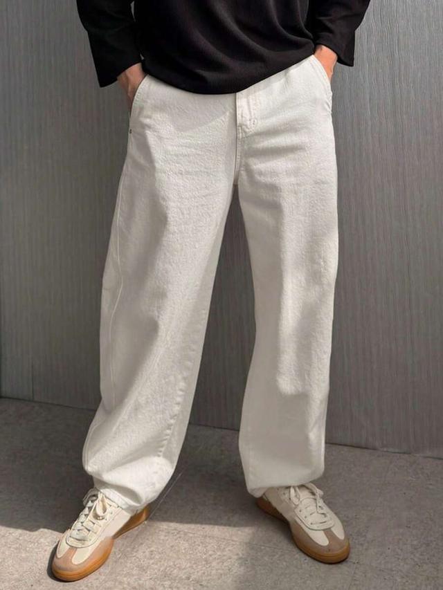 dazy loose fit solid white denim jeans