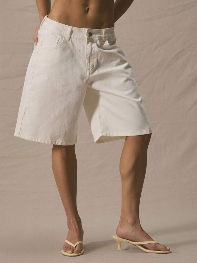 off-white denim bermuda shorts