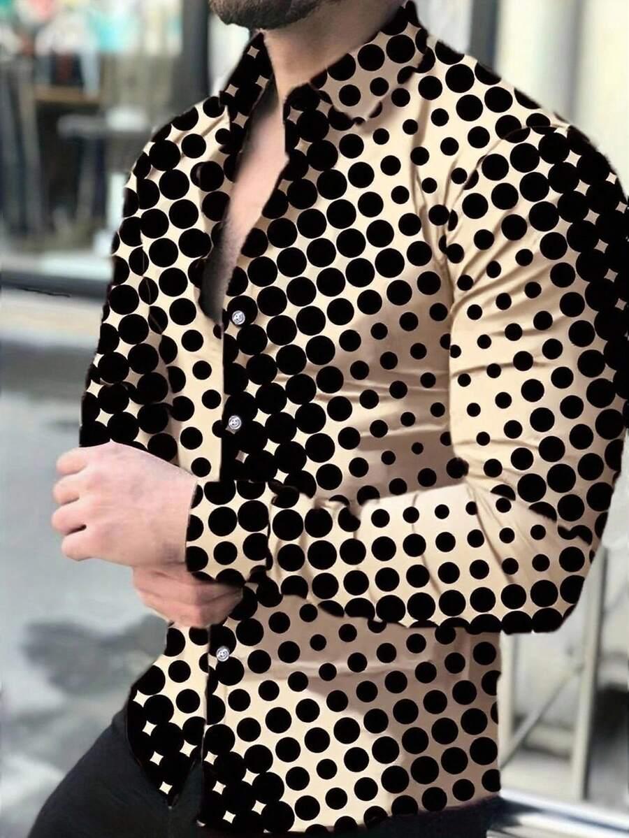 polka dot print single-breasted long sleeve shirt