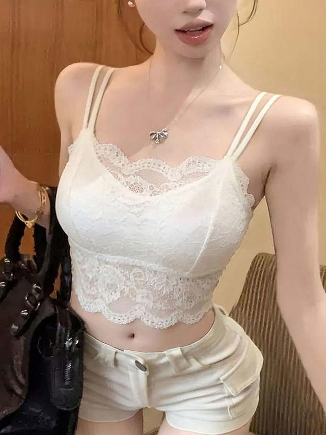 white lace camisole with padded bra