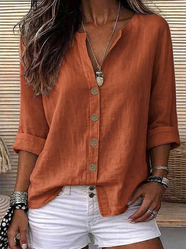 rust orange smooth woven casual summer blouse