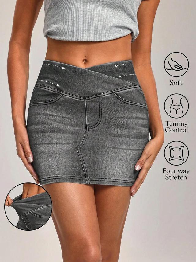 flexra women's asymmetric waist casual denim mini skirt