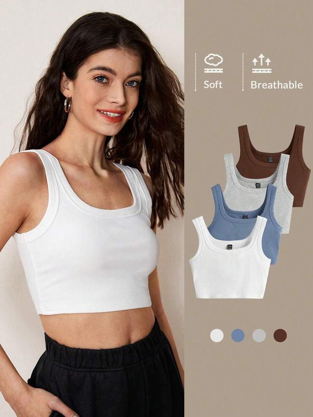 blue ribbed cotton crop tank top