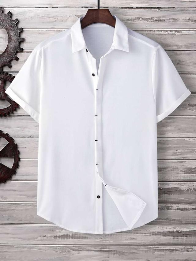 manfinity homme white short sleeve button up shirt